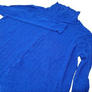 Lucky Brand Women's Front Cropped Turtleneck Top‎ Size Large Blue Long Sleeve